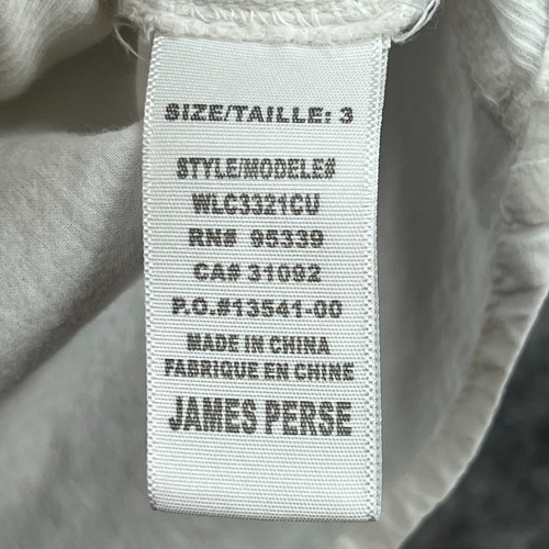 James Perse Shirt Top 3 Womens Large White Fitted Ribbed Knit Banded Side Panel - Picture 5 of 13