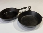 Vintage Pair (2) Lodge 5SK Cast Iron 8" Skillet Made In The USA