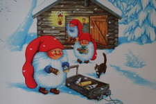 Tischset Wichtel Zwerge Katze Platzset Tisch Untersetzer Platzmatte Weihnachten