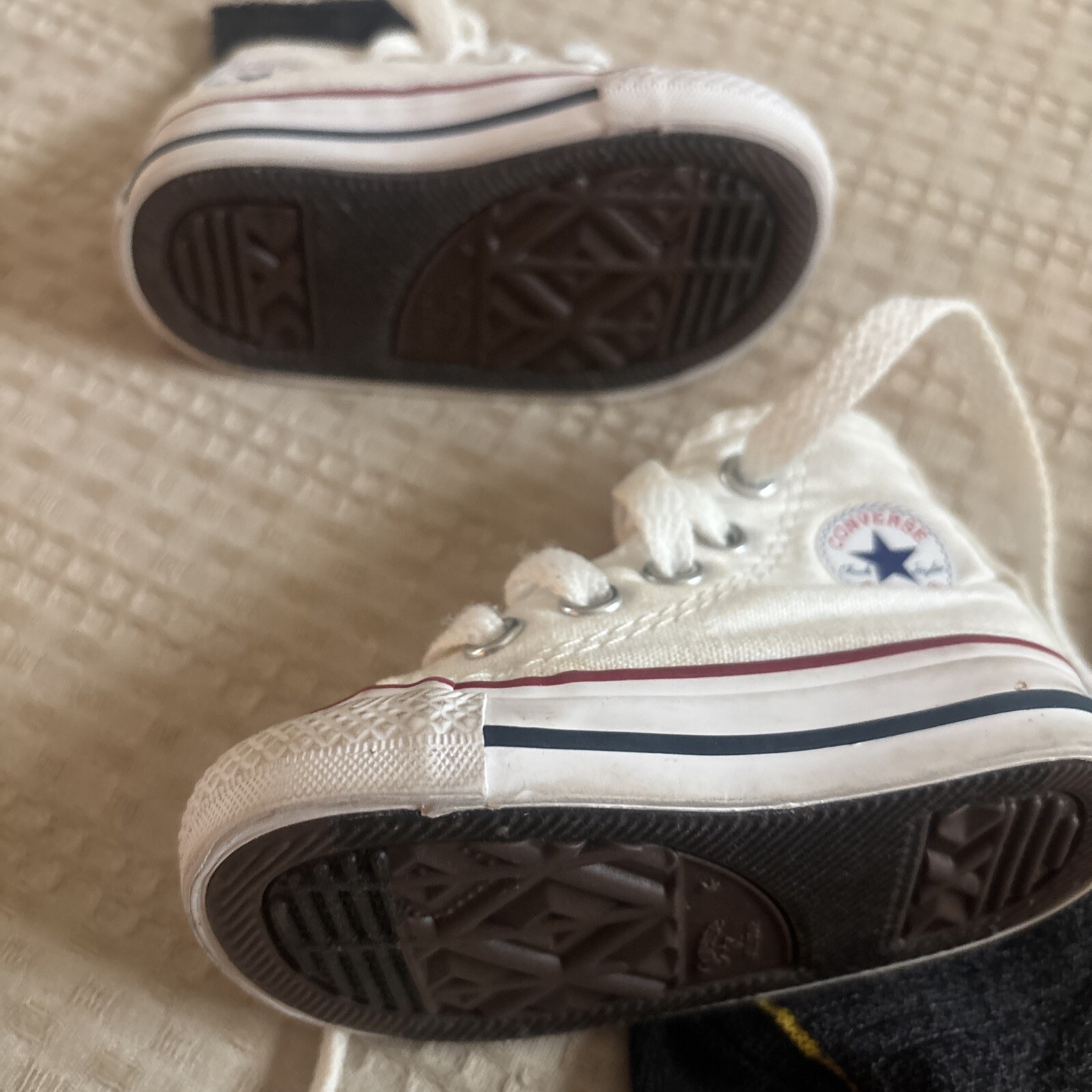 PONY Sneaker bambino Converse prima stella bianca suola morbida culla classica deambulatore taglia 2