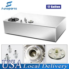 17 Gallon 64L Aluminum Street Rod Race Fuel Cell Gas Tank w/ Cap & Level Sender