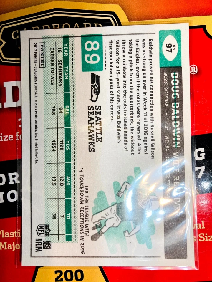 2017 Panini Classics  #97 Doug Baldwin - Seattle Seahawks V533 BUY 1 GET 1 FREE - Image 4 of 4