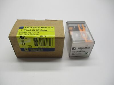 Square D 8501KP12V20 120 VAC Coil Relay w/ Base Ser E 8501 KP12V20 Square D 8501KP12V20 120 VAC Coil Relay w/ Base Ser E 8501 KP12V20