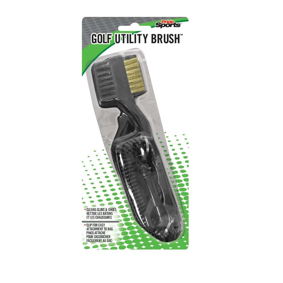 NEW Pride Sports Golf Utility Brass & Nylon Brush / Cleans Clubs/Shoes Ship Free