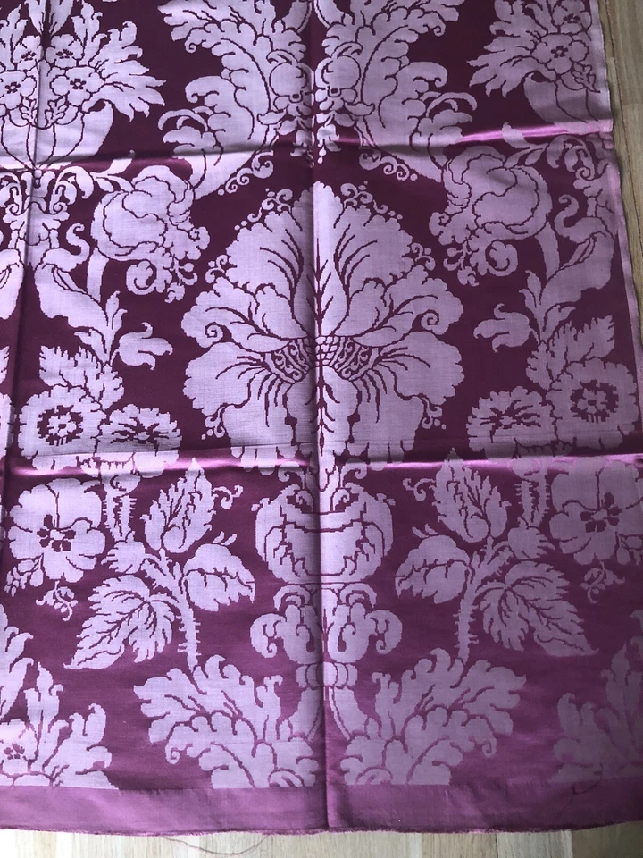 Jacquard damassé soie et lin coloris rouge 136 x 130 cm - Photo 3/4