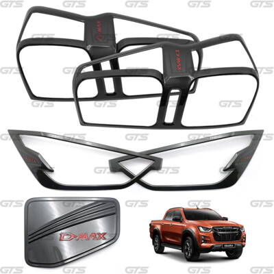 Carbon Set Head Tail Lamps Fuel Cover Trim For Isuzu D-Max V-Cross '20 '21