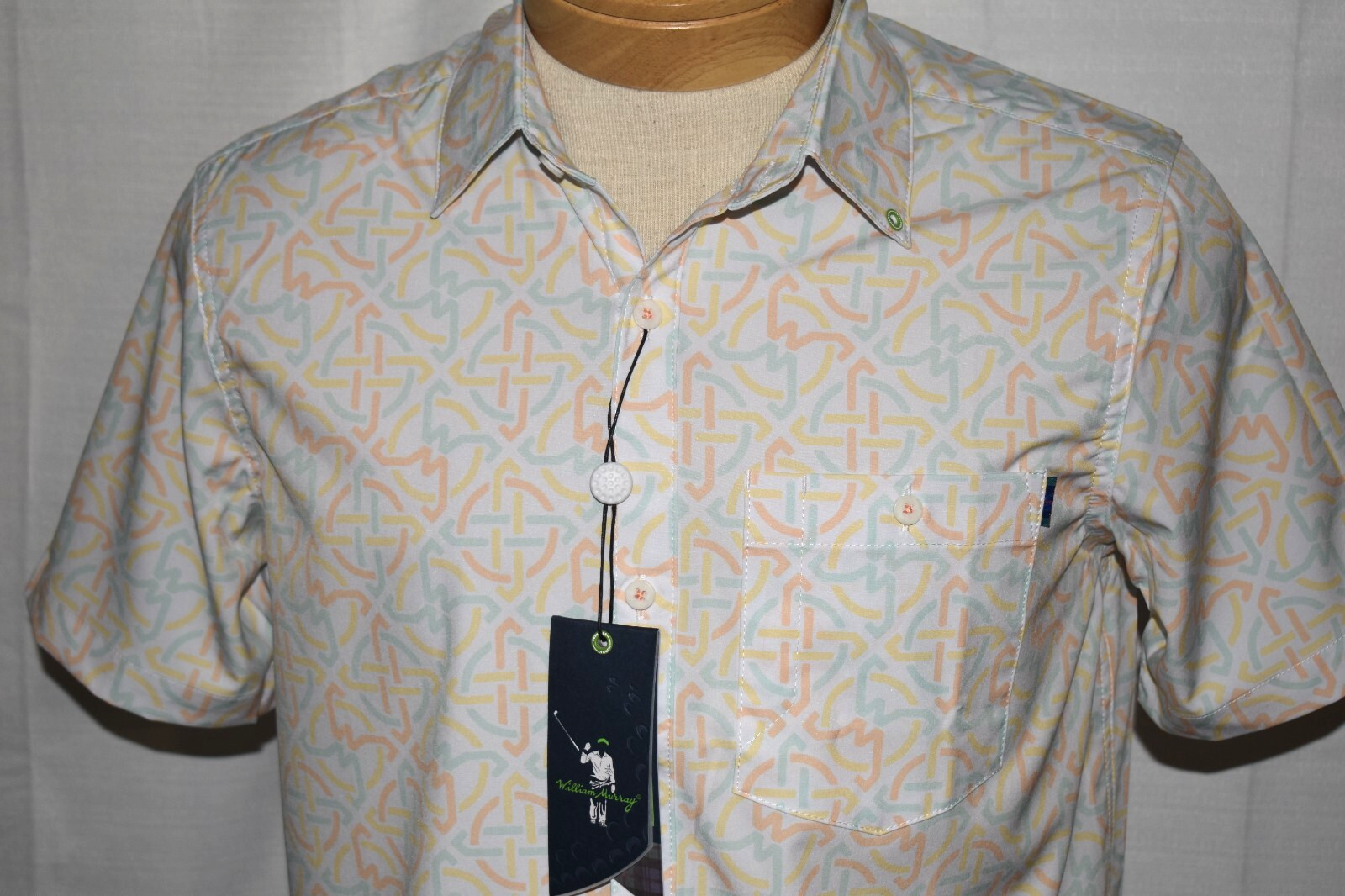 NWT WILLIAM MURRAY Small Men's S/S KNOTTY BY NATURE Poly Spandex Shirt