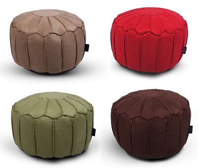 Wildlederimitat Rund Marokkanisch Sitzsack Pouf Sitz Sitzsack Fußbank Paspelierte Kanten