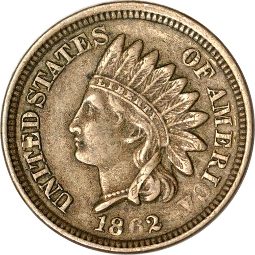 1862 1C Indian Head Cent XF(Hit) K18610