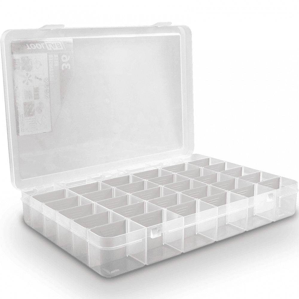 36 Adjustable Compartments Organiser Plastic Box Craft Loom Nail Bead Nuts Bolts