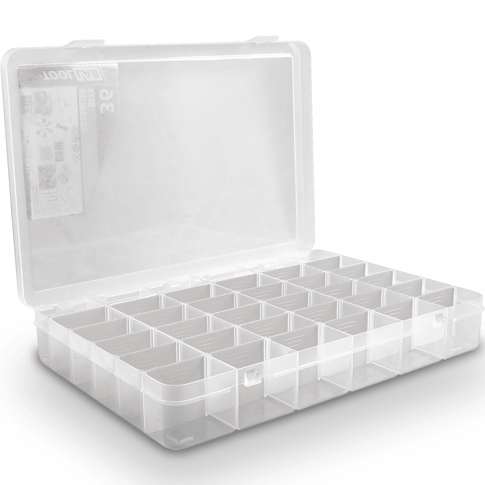 36 Adjustable Compartments Organiser Plastic Box Craft Loom Nail Bead Nuts Bolts