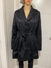 Black A.b.s Silver Label By Allen Schwarts Trench Coat Size M