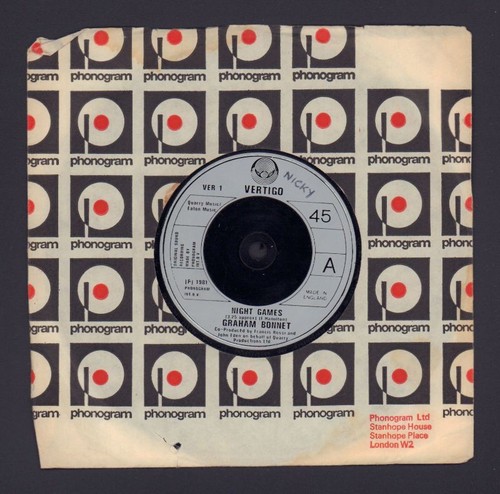 Graham Bonnet(7" Vinyl)Night Games-Vertigo-VER 1-UK-1981-Ex-/Ex