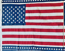 VTG Fabric Country American Flags Panel 13   x22  Flags Two Per Panel 43"X17"