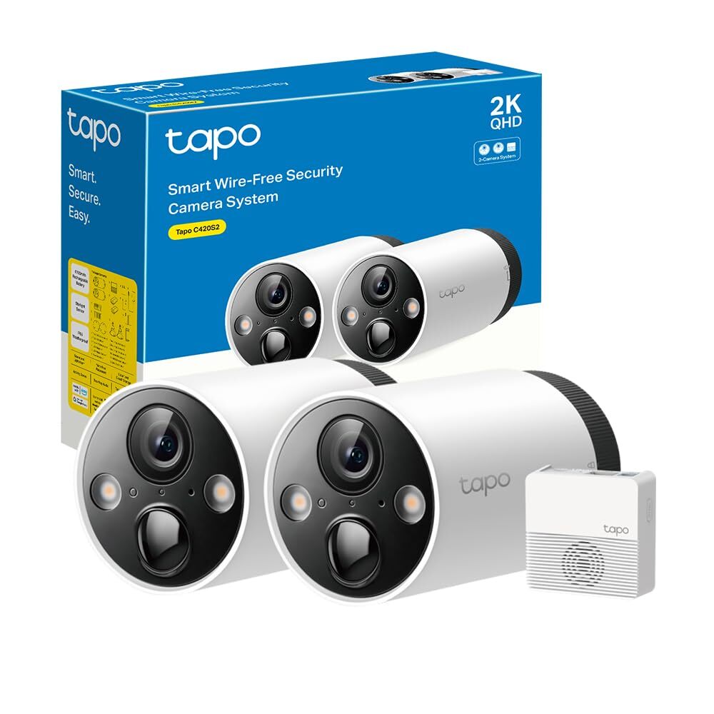 TP-Link Tapo C420S2 Telecamera Wi-Fi Esterno Qhd 2K, Batteria Senza Fili, Allarm