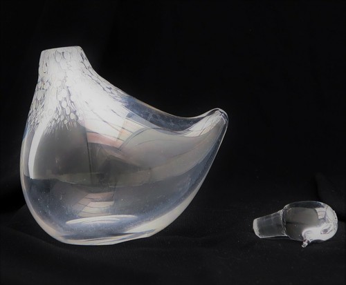 Kosta Lindstrand Cut Glass Crystal Figural QUAIL Partridge Decanter Signed - Picture 6 of 12