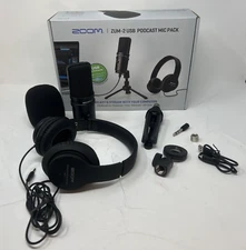 Zoom ZUM-2 Podcast Mic Pack Podcast USB Microphone Headphones Tripod Windscreen