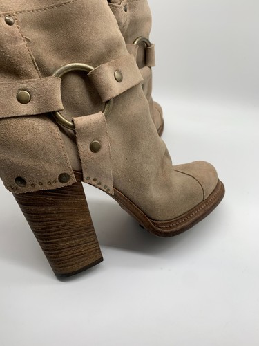 Dolce & Gabbana chunky utility boots 41 7.5 8 beige suede mid calf Y2K 90s D&G - Imagen 12 de 16
