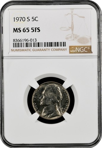 1970-S Jefferson US Mint NICKEL, MS65 by NGC, 5FS, a SUPERB & RARE Coin!! - 第 1/4 張圖片