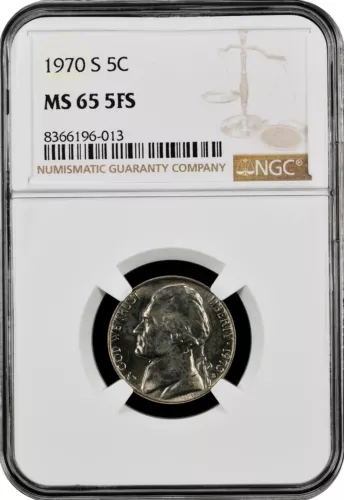 1970-S  Jefferson US Mint NICKEL,   MS65 by NGC,   5FS,   a SUPERB & RARE Coin!!