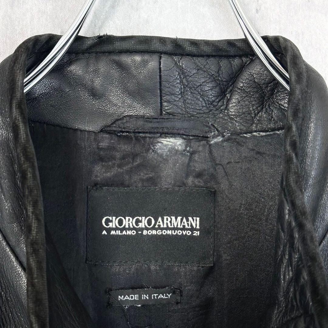 Giorgio Armani Leather Jacket Lamb Skin Coat Black Size 52