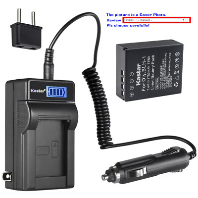 Kastar Fully Decoded Battery LCD AC Charger for BLH-1 & Olympus OM-D E-M1X EM1X