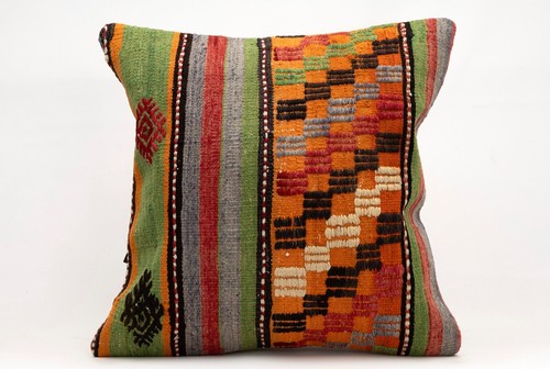 Kilim Pillow Cover, 20x20 in, Decorative Sofa Cushion, Handmade Boho Pillow