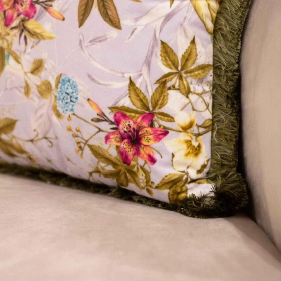 Casa Padrino Luxus Deko Kissen Blumen Design 45 x 45 cm - Bedrucktes Samt Kissen - Bild 3 von 3