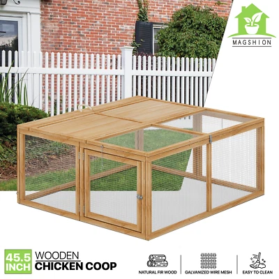 MAGSHION Wooden Chicken Coop Rabbit Hutch Pet Cage Wood Small Animal Poultry Cage Run