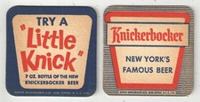 1950s KNICKERBOCKER UNUSED BEER COASTER { TRY A LITTLE KNICK }  3 1/2" Rd