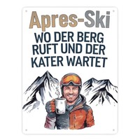 AprèS Ski - Berg Ruft, Kater Wartet Metallschild XXL In 28X38 Cm