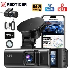 REDTIGER 4K Dashcam vorne und hinten mit STARVIS 2,128GB Karte,Hardwire-Kit,CPL