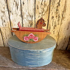 Vintage Hand-crafted Wooden Rocking Horse w/ Hand Painted Floral Design