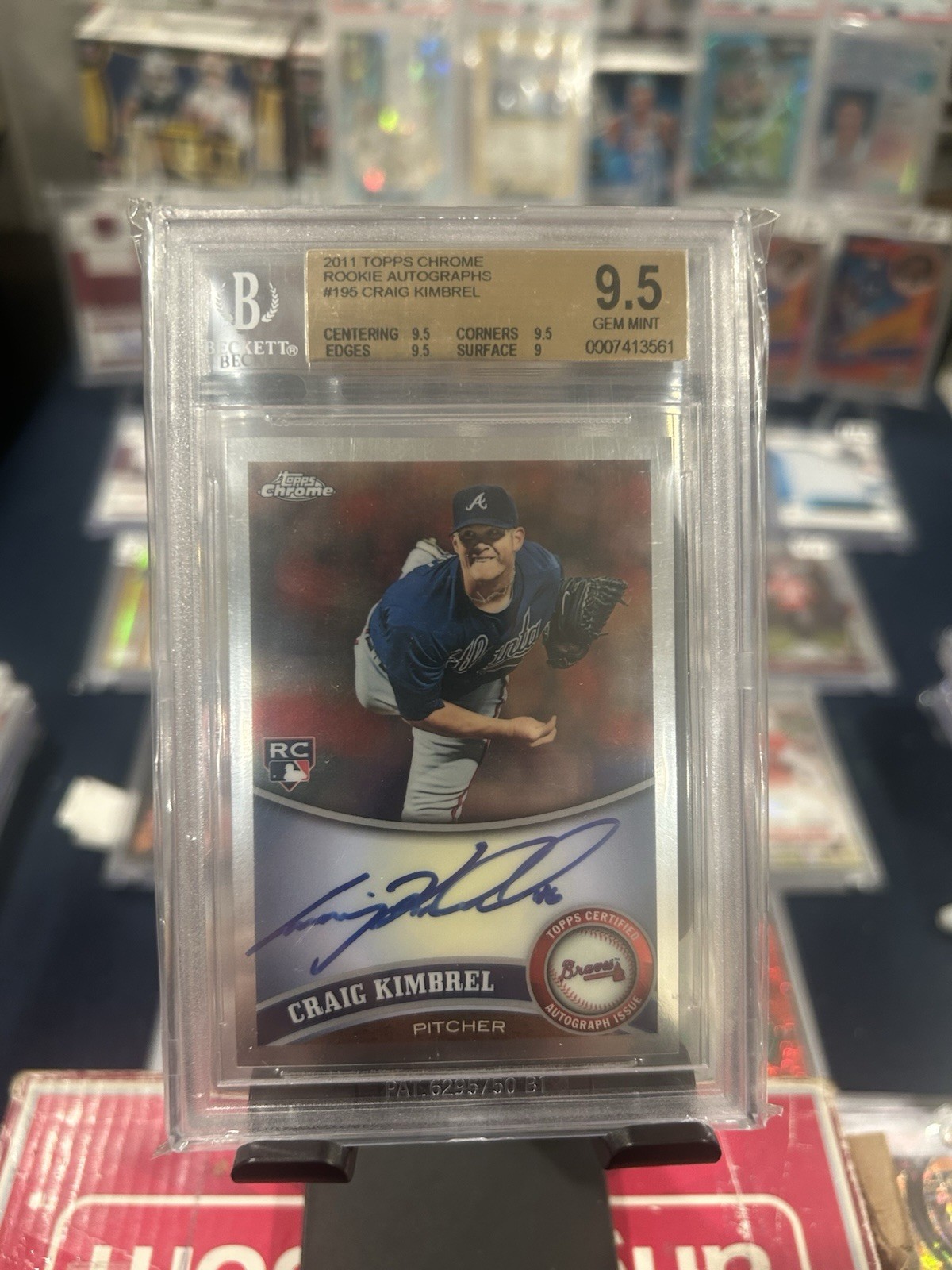 2011 topps chrome craig kimbrel Rookie Auto #195 Bgs 9.5 Auto 10