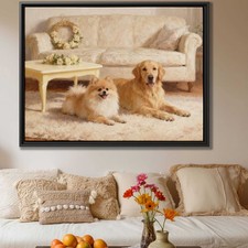 Oil Painting Pomeranian Wall Art Dog Canvas Print Living Room Decor Dog Artwork