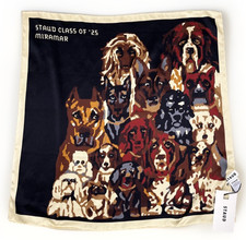 Staud Silk Scarf Rosewood Miramar Best In Show Class of '25 Art To Wear Dogs NEW
