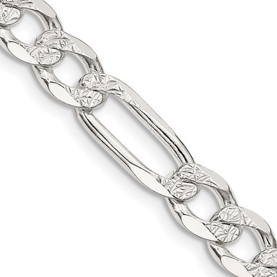 Sterling Silber 7,0 mm Pavé flache Figarokette Halskette