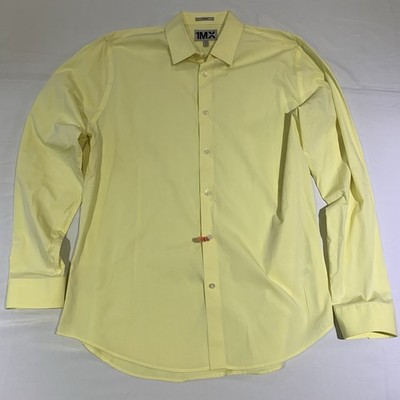 Express Mens Yellow Long Sleeve Button Up Shirt XL 17-17.5 Neck 1MX