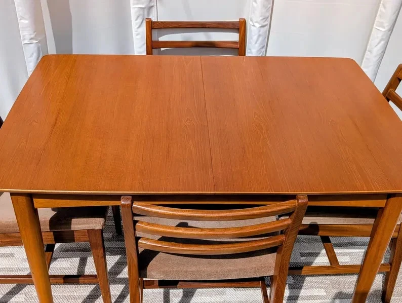 Mid Century Modern 1960s Teak Extending Dining Table and 4 chairs by Scandart - Image 4 of 4
