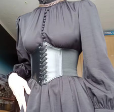 Women Faux Leather Wide Corset Belt Retro Under Bust Waist Cincher Gothic Punk