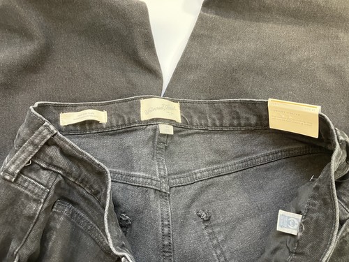 Pantalones de mezclilla para mujer Universal Thread 14 regular tiro alto acampanados cómodos elásticos negros - Imagen 6 de 8