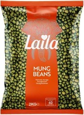 Laila Moong Beans 2kg | Whole Green Mung Beans for Curries & Cooking