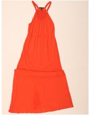 RALPH LAUREN Womens Sleeveless Halter Dress UK 8 Small Orange Cotton DB49