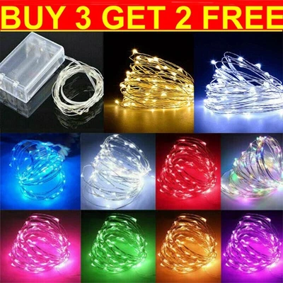 5A-HOME UK 20/50/100 LED Battery Micro Rice Wire Copper Fairy String Lights，Party White