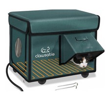 Indestructible Heated Cat House For Outdoor Cats Weatherproof Escape Door Green