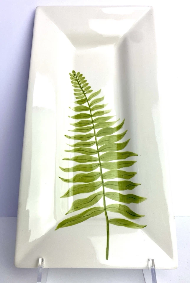 Pottery Barn папоротник белый керамический прямоугольный сервировочное блюдо лоток 14 «x 7» - Изображение 4 из 4