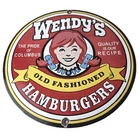 Vintage Wendy's Hamburgers Sign - Quality Old Fast Food Porcelain Gas Pump Sign