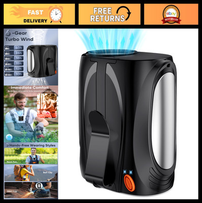Portable Waist Fan - 6 Speeds, 16000RPM Turbo Airflow, 40H Battery Life, Hands-F