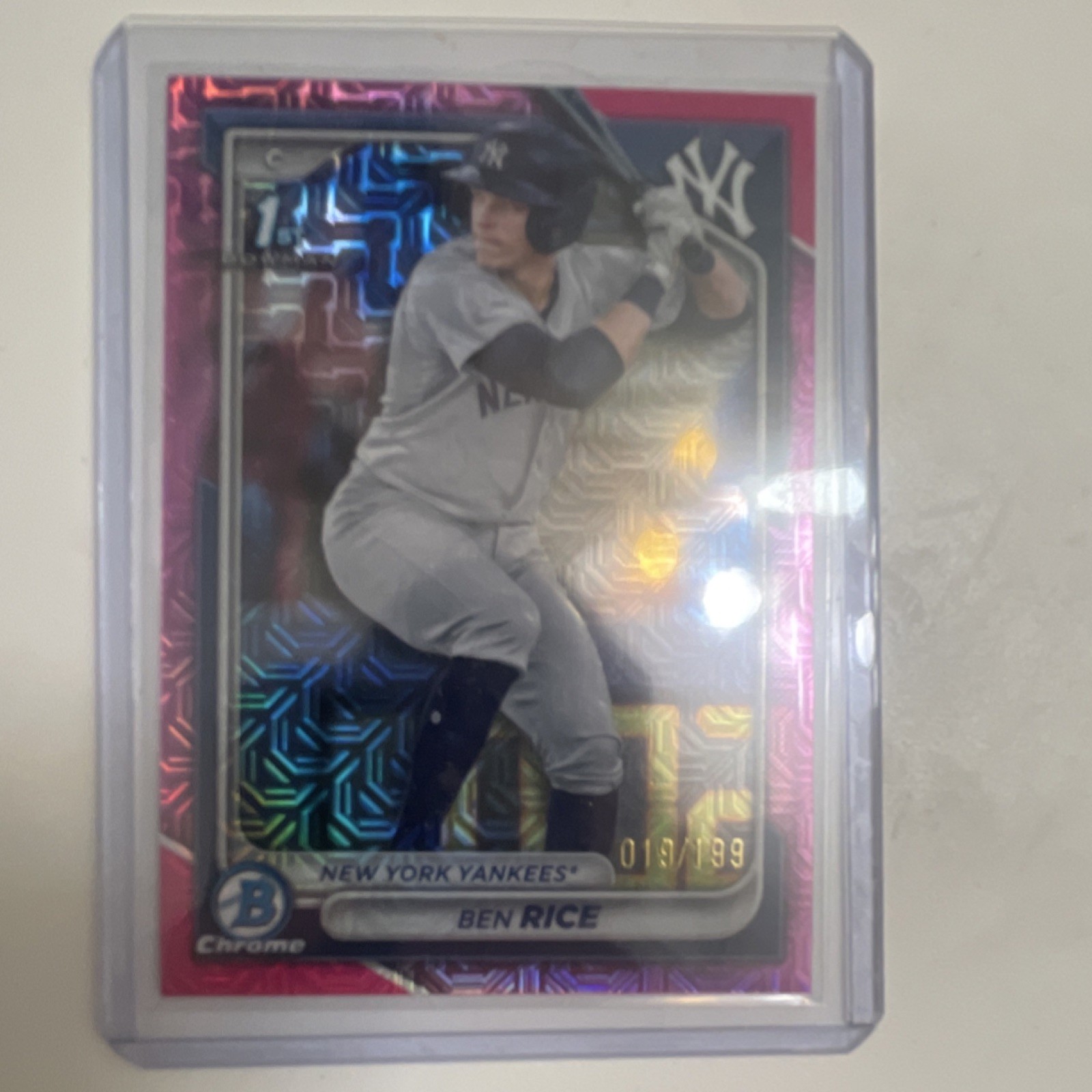 2024 Bowman Chrome Ben Rice Pink Mojo Refractor /199 Yankees #BCP-186