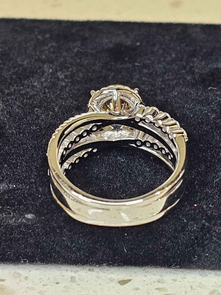 Moissanita Ovalada 3 Ct Naranja Mandarina Sólida 950 Platino Talla-9 Foto 4 de 4